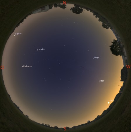 Blick an den Sternenhimmel am 1.1. gegen 17 Uhr