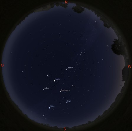 Sternenhimmel am 1.3. gegen 19 Uhr