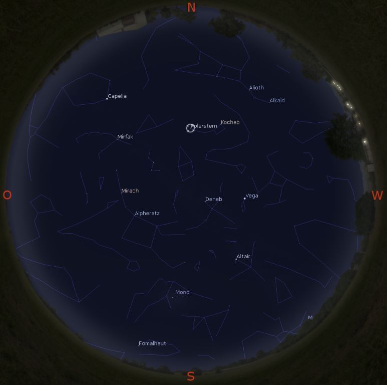 Sternenhimmel am 1.11. gegen 19 Uhr