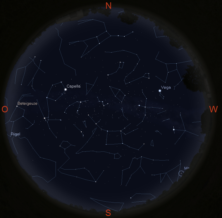 Sternhimmel in Jena am 10.12. gegen 19 Uhr