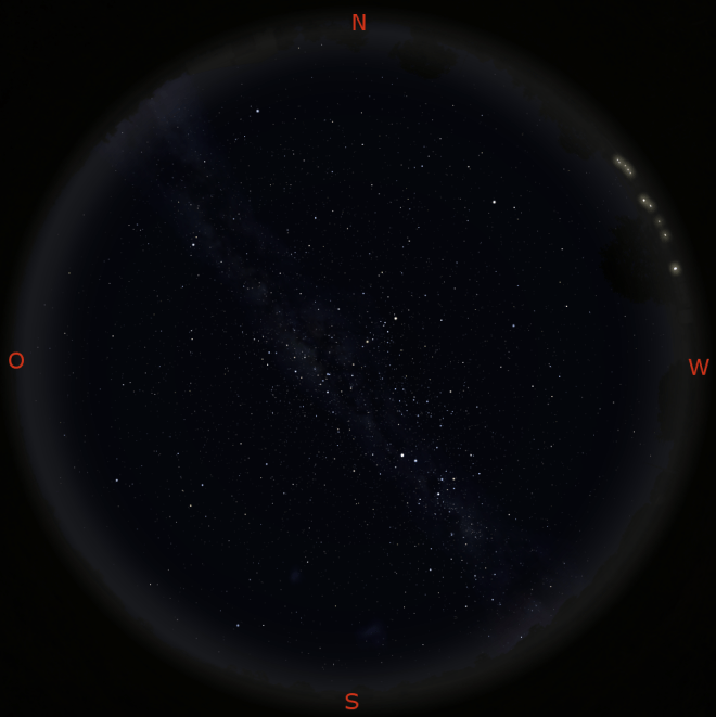 Nachhimmel mit Milchstraße im Juni über Sydney (Australien)