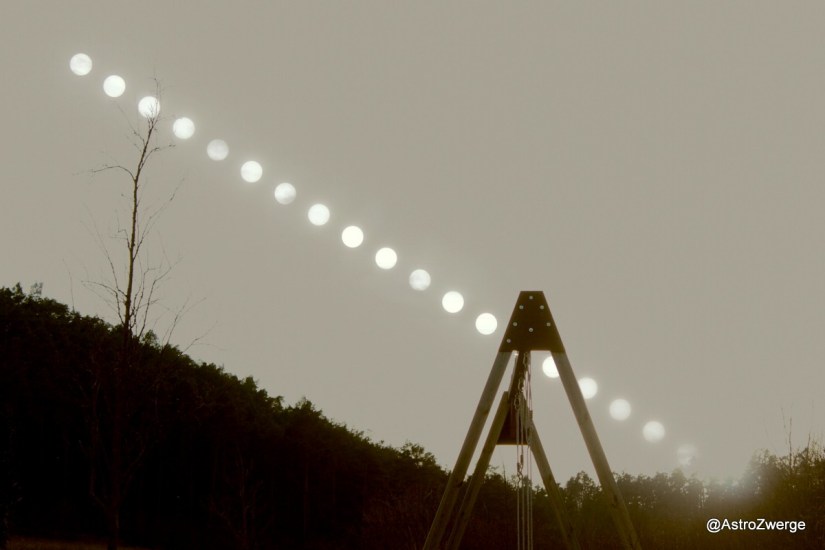 Sonnenuntergangsreihe Canon 600D, 55mm, alle 4 min 1 Bild mit Schutzfolie, anschließend eins ohne, alle Bilder überlagert