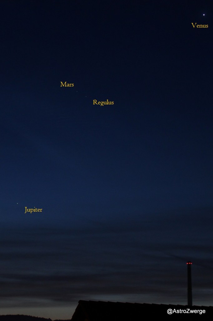 Venus-Regulus-Mars-Jupiter am 25.9.2015