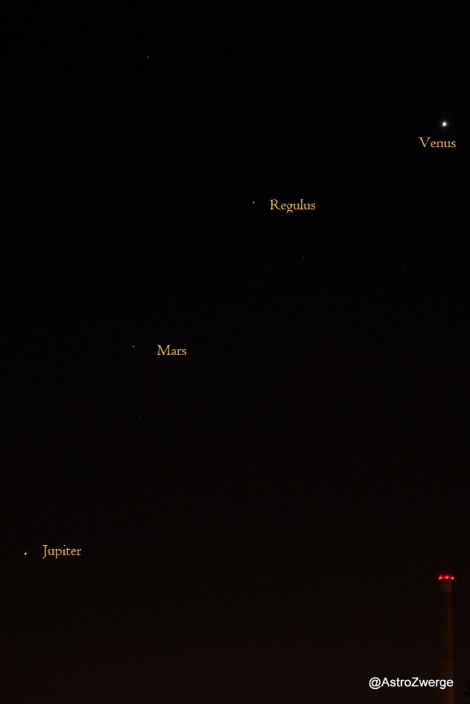 Venus-Regulus-Mars-Jupiter am 3.10.2015