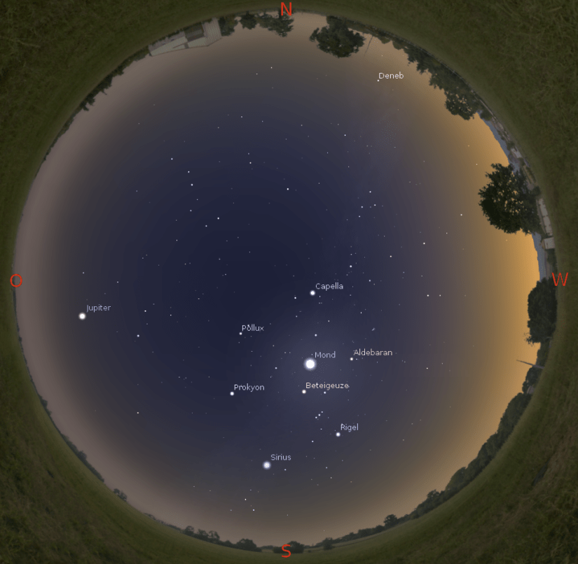 Sternenhimmel am 15.3. gegen 19 Uhr