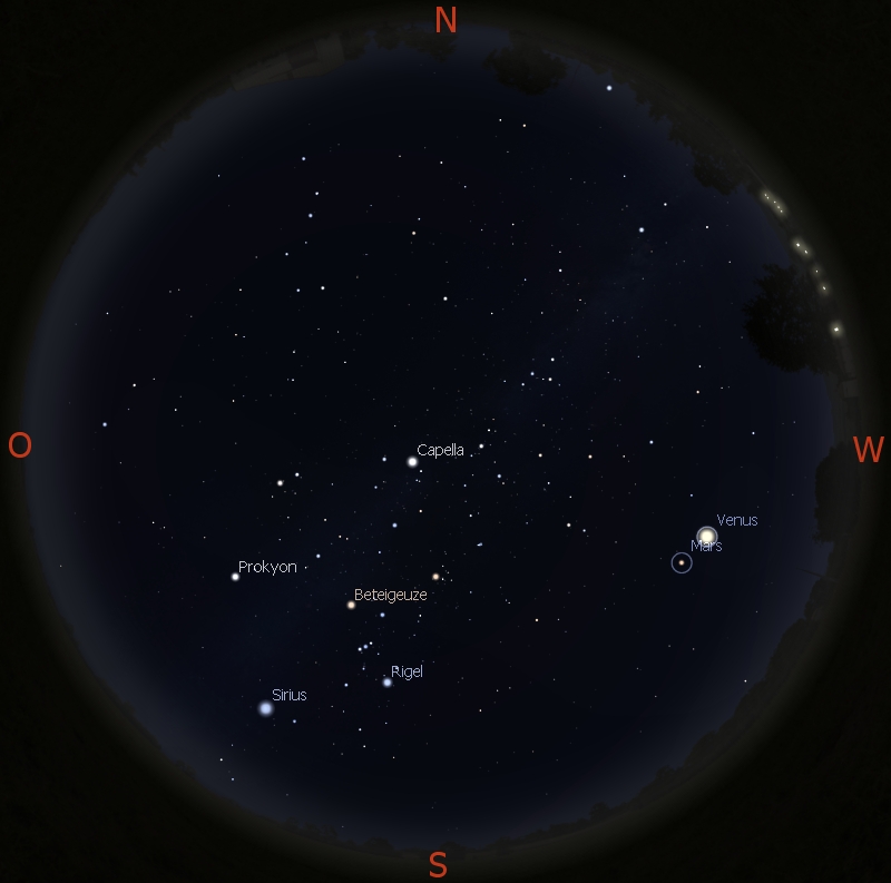 Abendhimmel am 15.2. gegen 19 Uhr