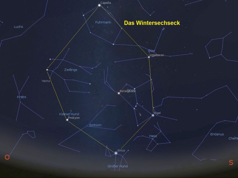 Wintersechseck mit Linien