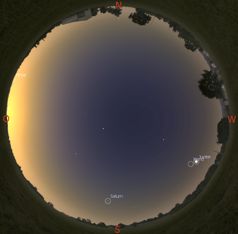 Morgenhimmel am 15.3. gegen 6:00 Uhr