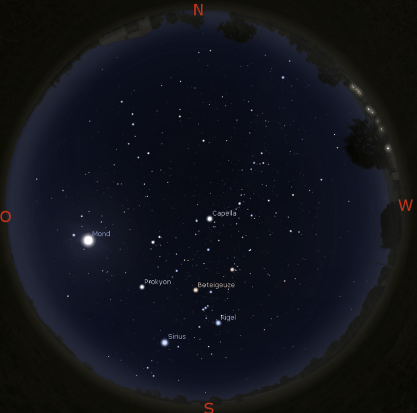 Sternenhimmel am 28.2.2018 gegen 19:00 Uhr