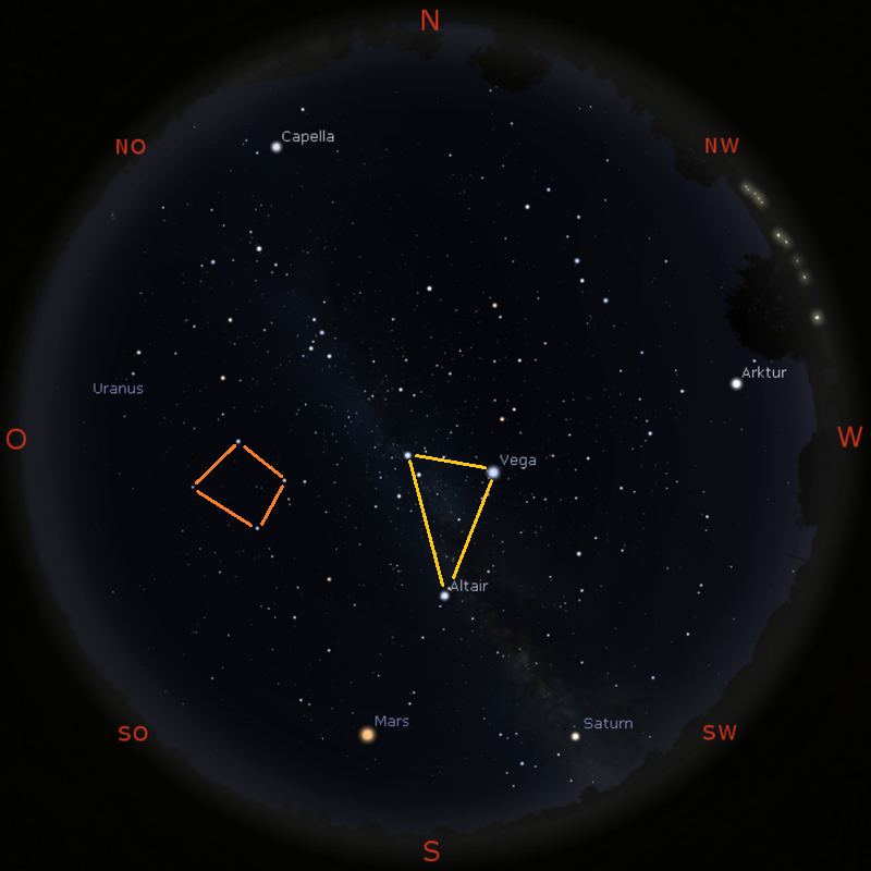 Sommerdreieck und Herbstviereck am 15.10. gegen 20 Uhr