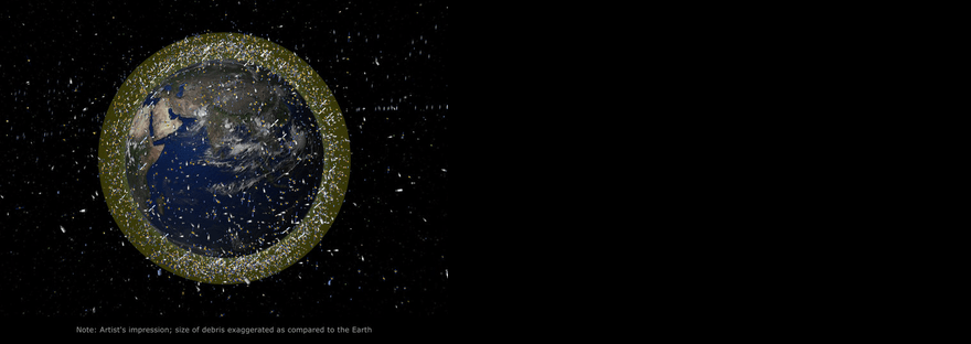 Darstellung von Weltraumschrott im niedrigen Erdorbit