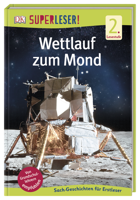 Buchcover mit Mondlandefähre auf dem Mond