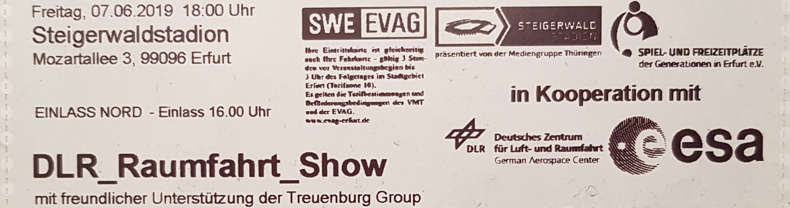 Ticket zur Raumfahrtshow